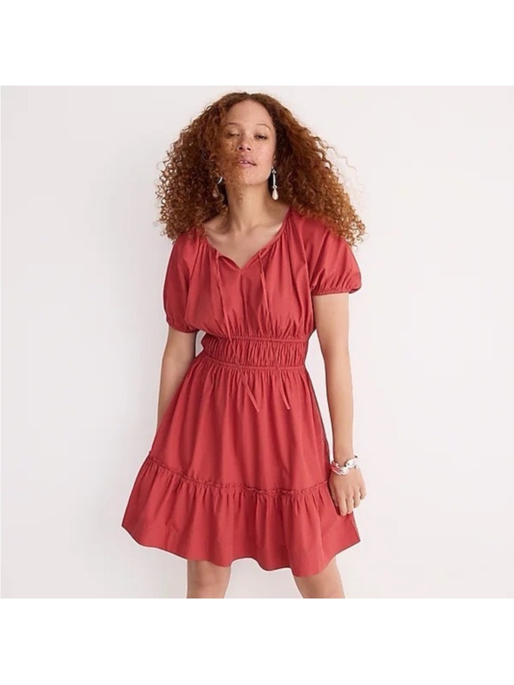 J Crew Cinched-waist puff-sleeve dress size nwt
